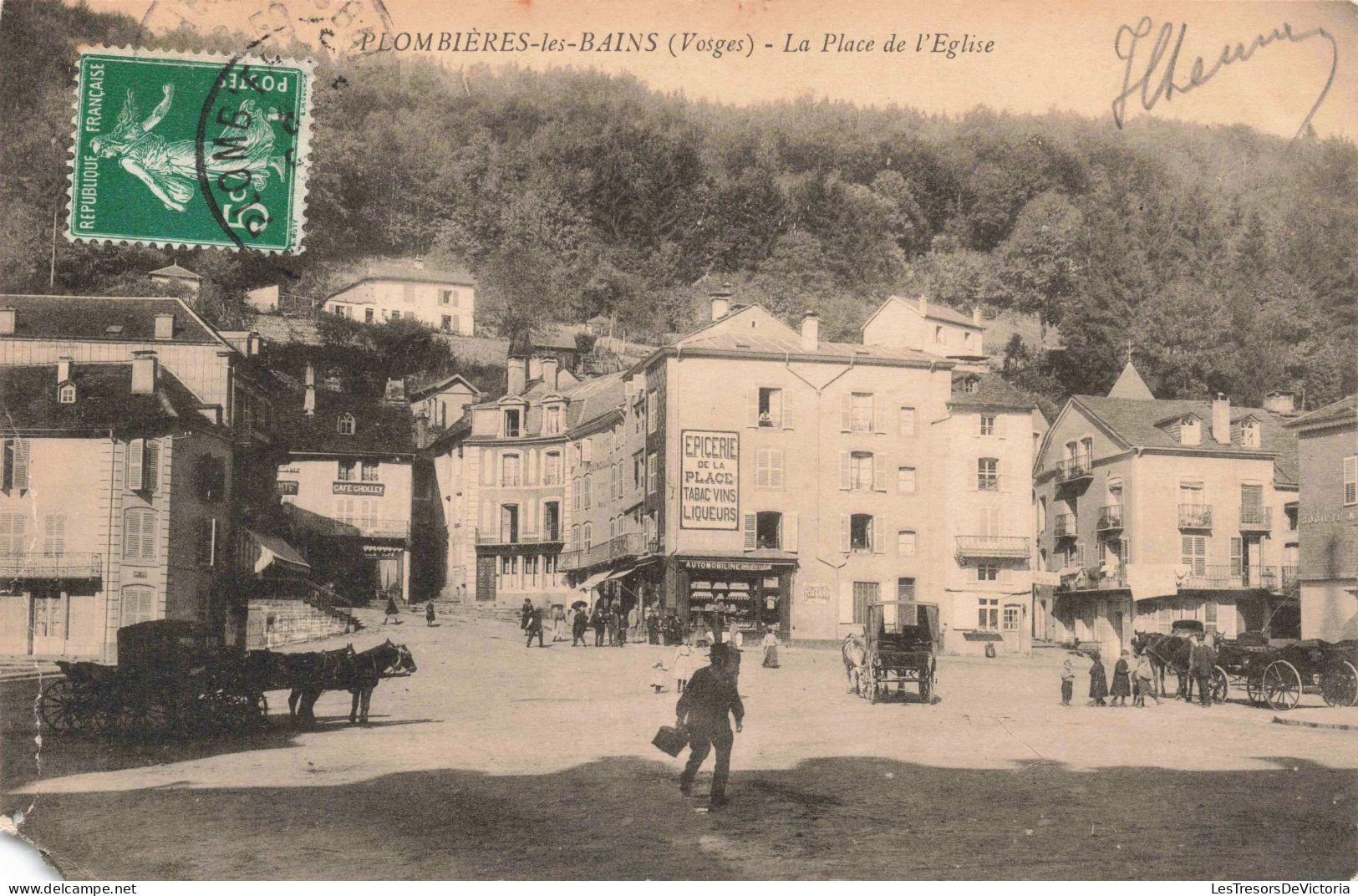 FRANCE - Plombieres-les-Bains - La Place De L'église - Carte Postale Ancienne - Plombieres Les Bains