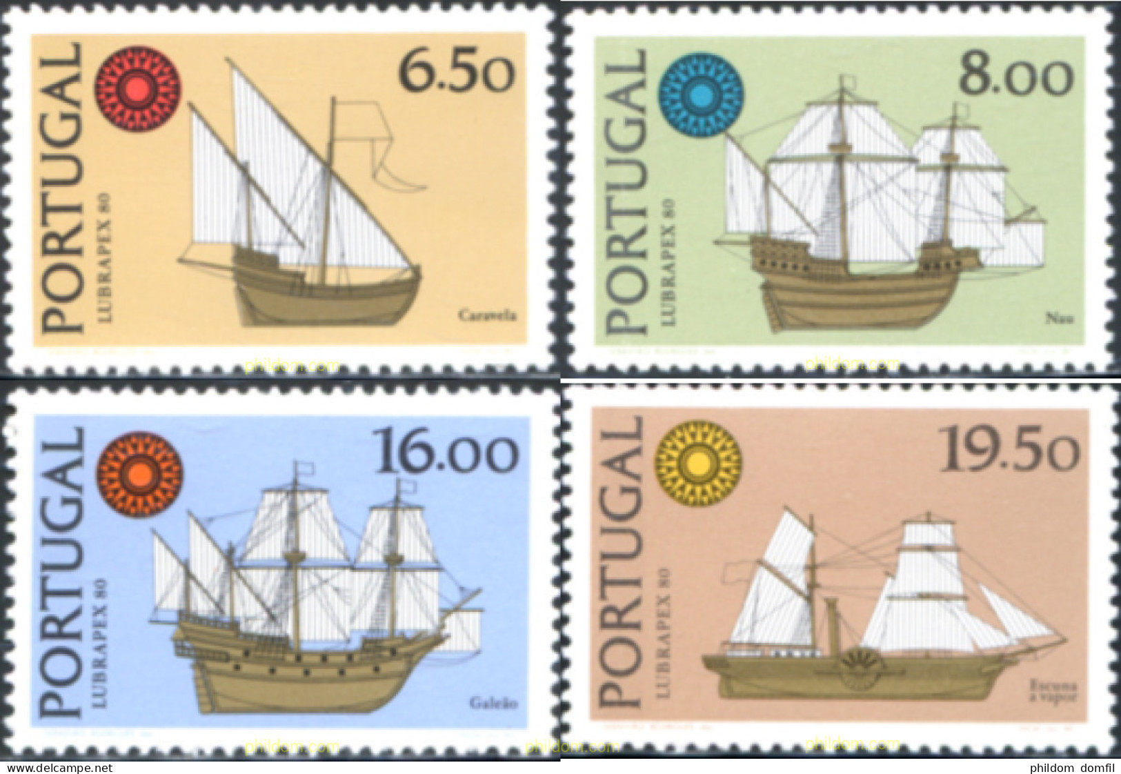 125747 MNH PORTUGAL 1980 LUBRAPEX 80. EXPOSICION FILATELICA INTERNACIONAL. BARCOS - Other & Unclassified