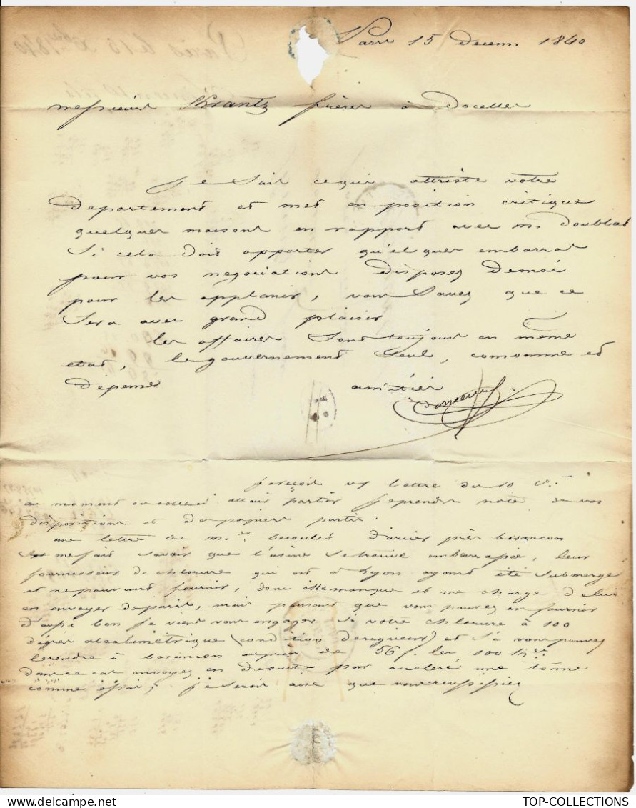 1840 Paris Vincent Et Fils Pour Krantz Fr . Fabricant De Papier à Epinal Cachet Id Rayé V.SCANS + HISTORIQUE - 1801-1848: Précurseurs XIX