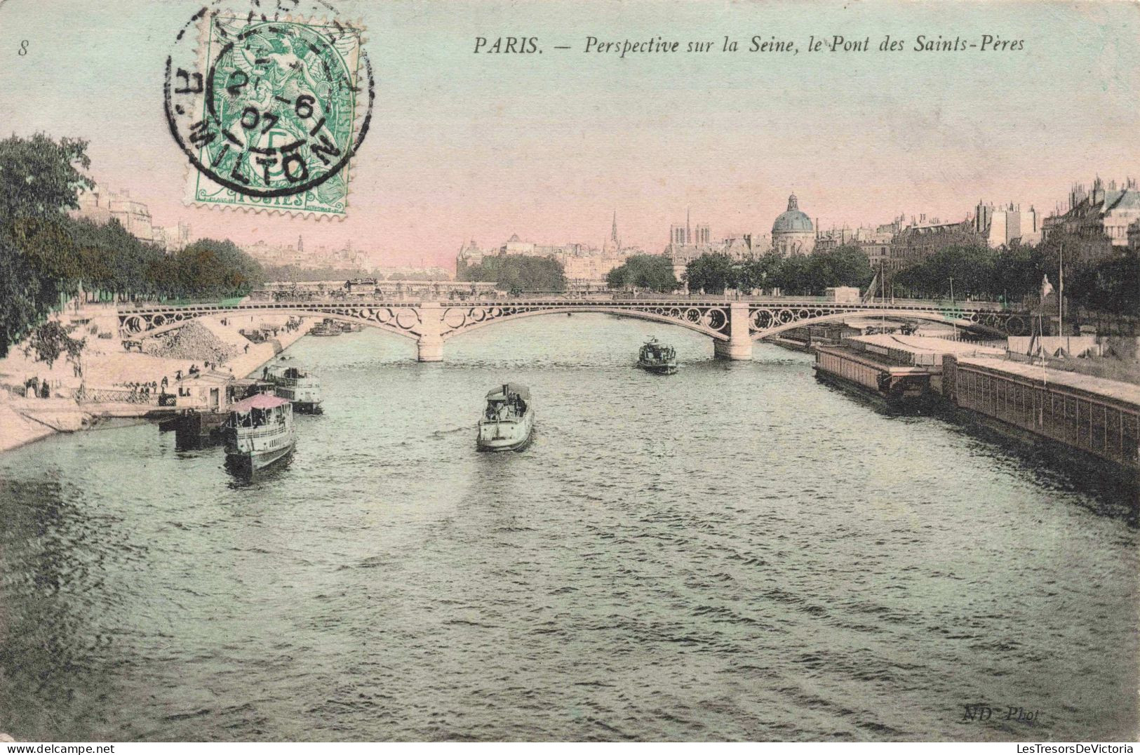 FRANCE - Paris - Perspective Sur La Seine - Le Pont Des Saints-Pères - Colorisé - Carte Postale Ancienne - Ponts