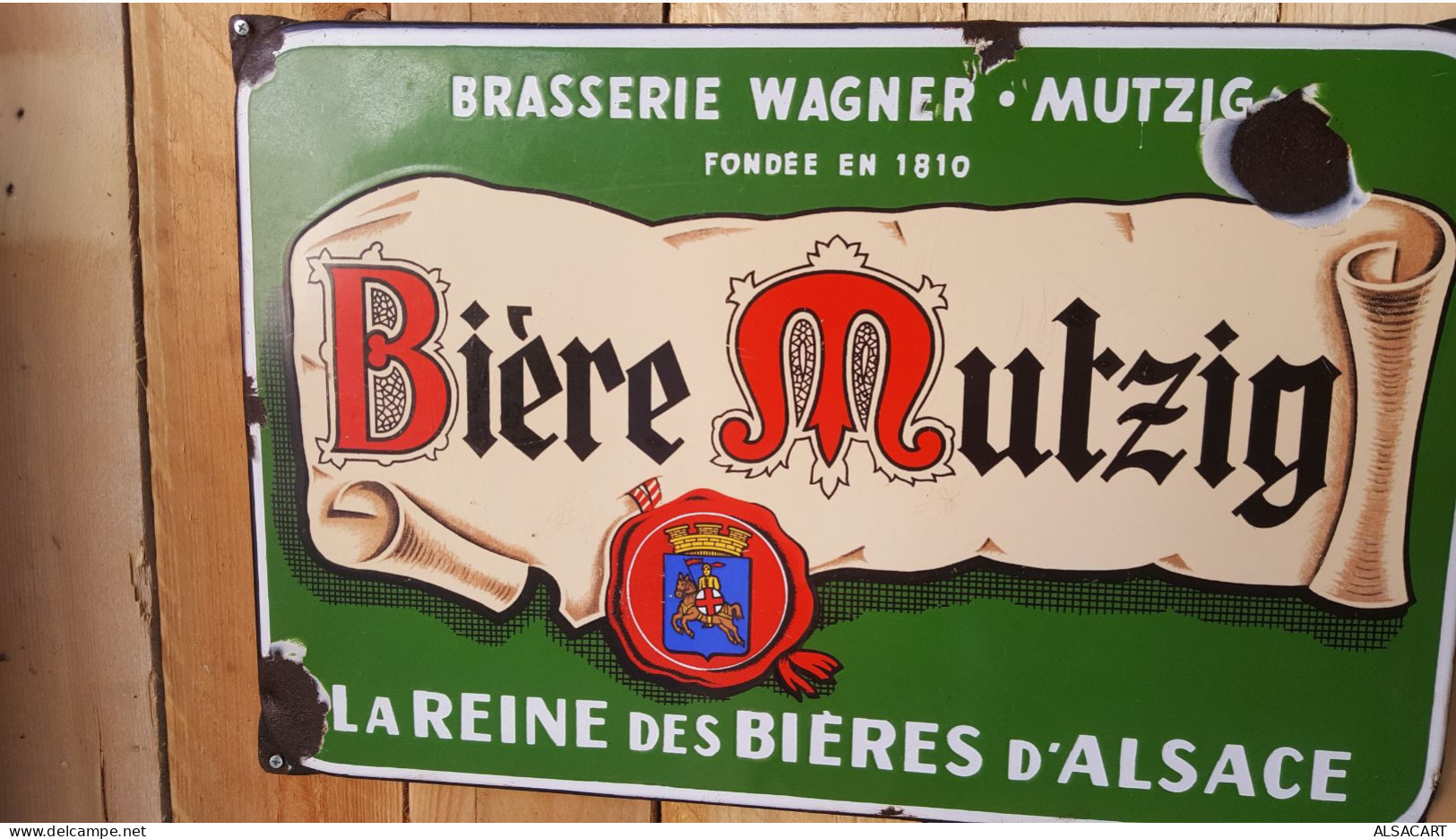 Plaque Publicitaire Emaillée , Bière Mutzig Brasserie Wagner , La Reine Des Bières D'alsace , Eas - Plaques En Tôle (après 1960)