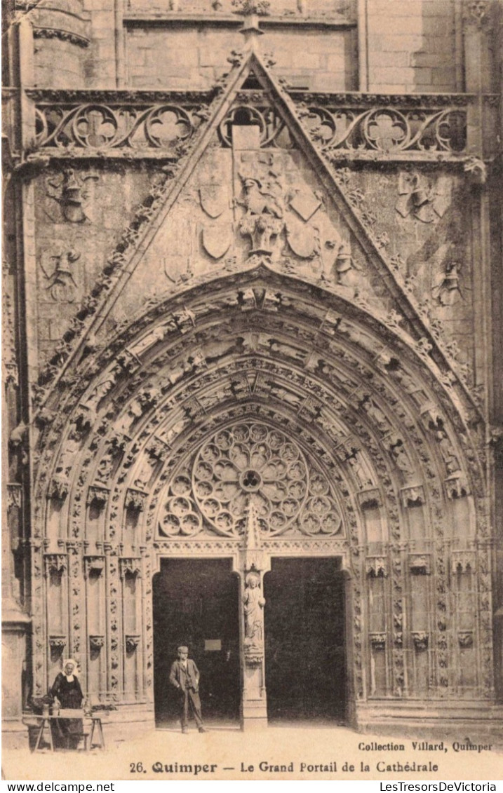 FRANCE - Quimper - Le Grand Portail De La Cathédrale - Carte Postale Ancienne - Quimper