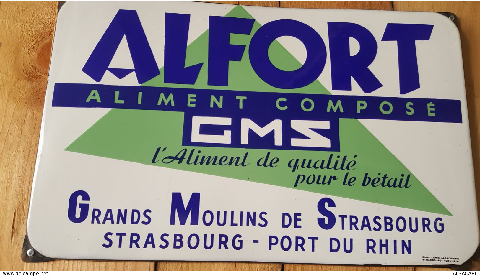 Plaque Publicitaire Emaillée , Grands Moulins De Strasbourg , Aliments Pour Bétail , Comme Neuve , Eas - Plaques En Tôle (après 1960)