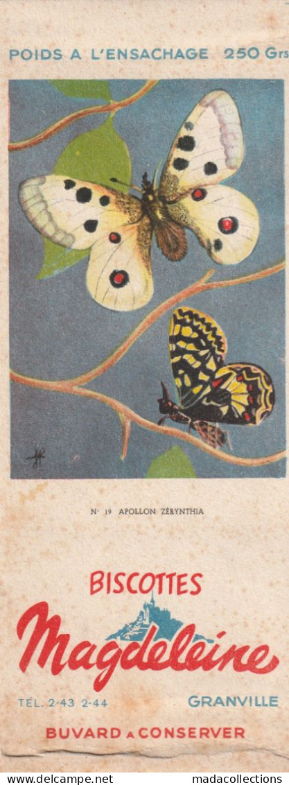 Buvards - Biscottes  Magdeleine  à Granville - Papillon 19 Apollon Zerynthia - Zwieback