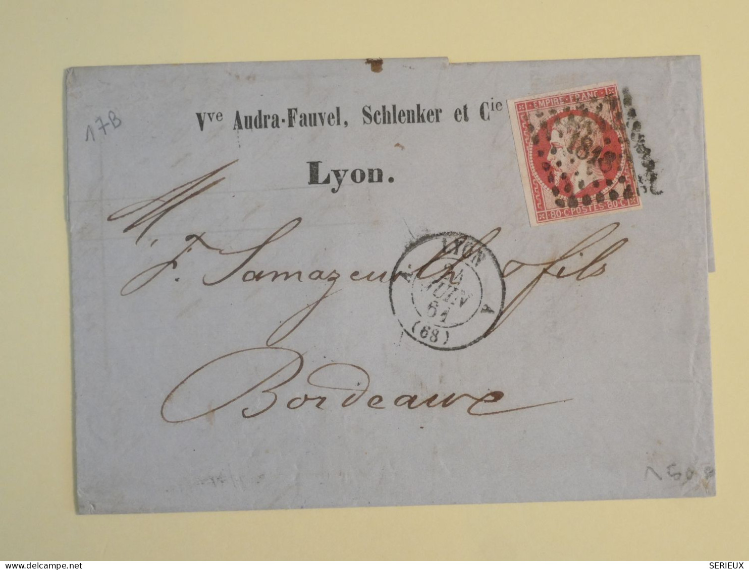 DC5 FRANCE BELLE LETTRE RR  1854  N°17B  NAPOLEON 80C ROSE +AFFR. INTERESSANT  ++ - 1853-1860 Napoleone III