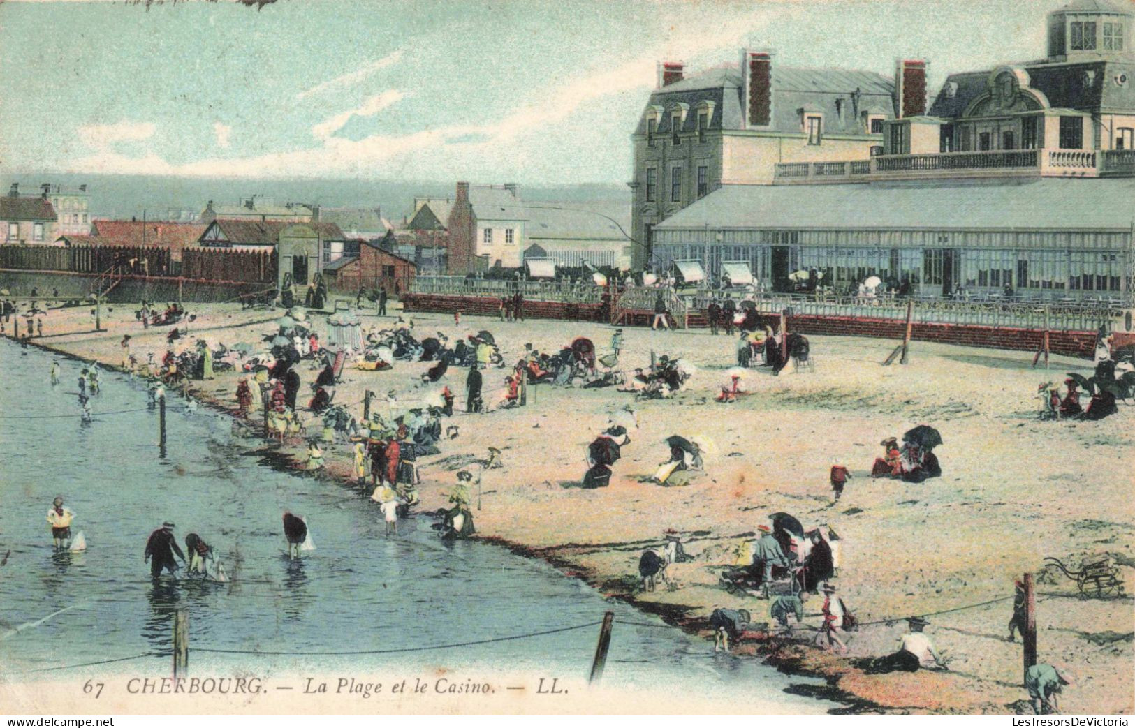FRANCE - Cherbourg - La Plage Et Le Casino - Animé - Colorisé - Carte Postale Ancienne - Cherbourg