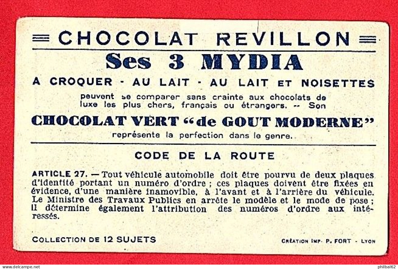 Chromo Chocolat Révillon. Code De La Route, Image N° 9. - Revillon
