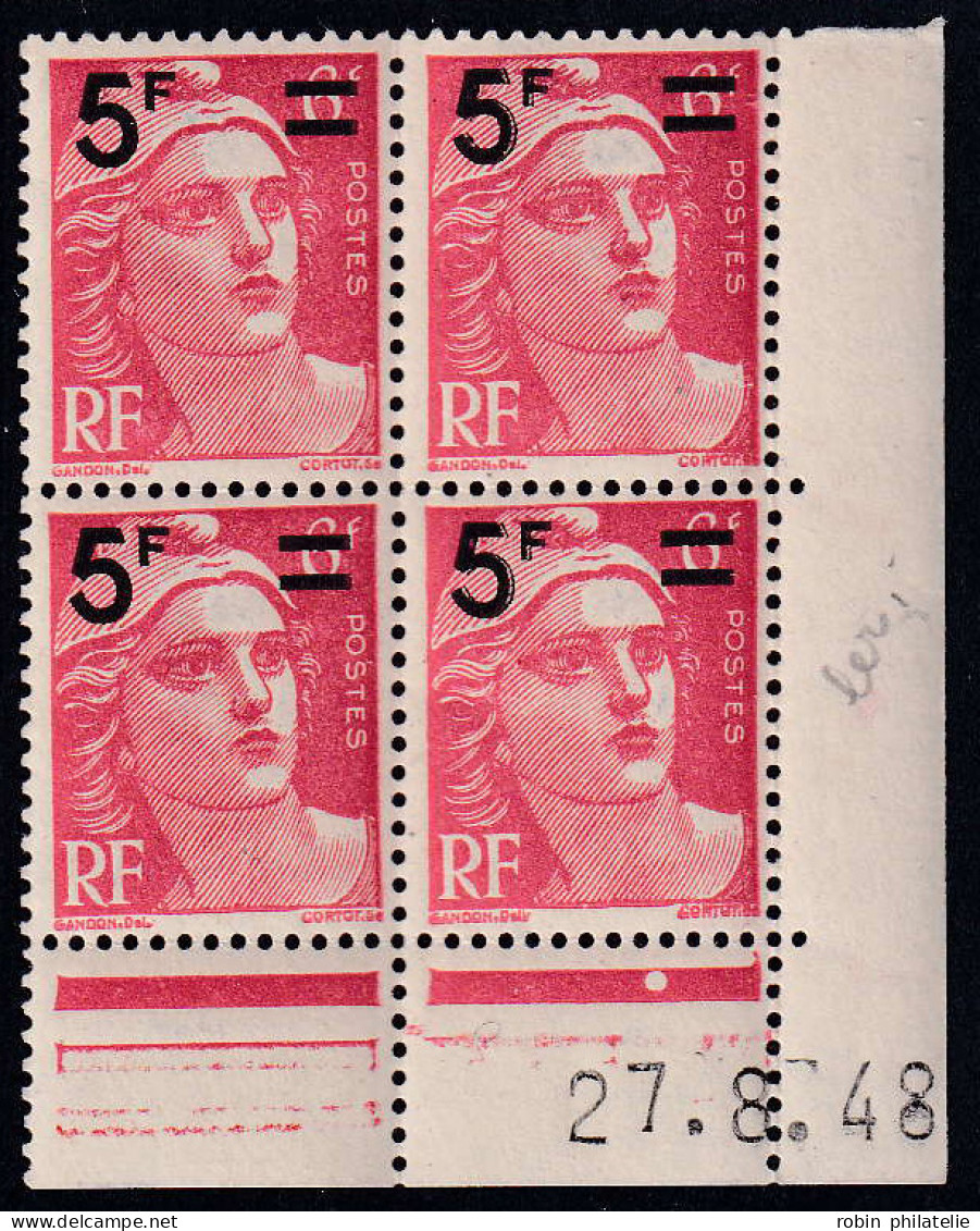 France Variétés  N°827 Bloc De 4 Coin Daté 2 Timbres 5f Dédoublé  Qualité:** - Zonder Classificatie