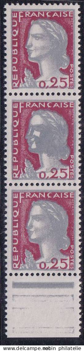 France Variétés  N°1263 Bande De 3 1ex Surencrage Du Gris   Qualité:** - Unclassified