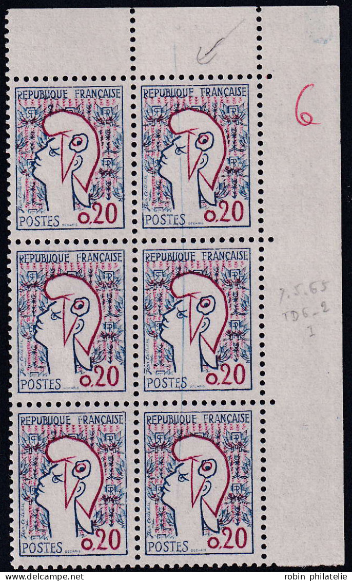 France Variétés  N°1282 Trait De Couleur Bleu Sur  3 Timbres  Qualité:** - Sin Clasificación