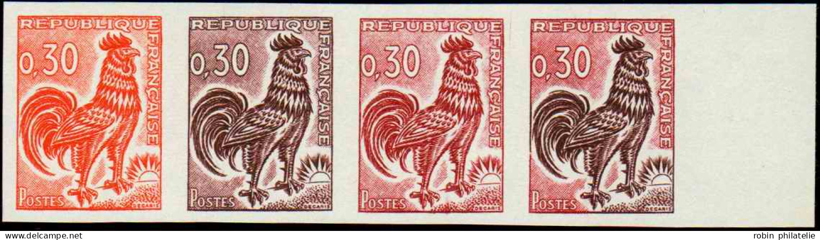 France Variétés  N°1331A  0,30 Coq Bande De 4 Essais De Couleur Dont 1 Multicolore  Qualité:** - Non Classés