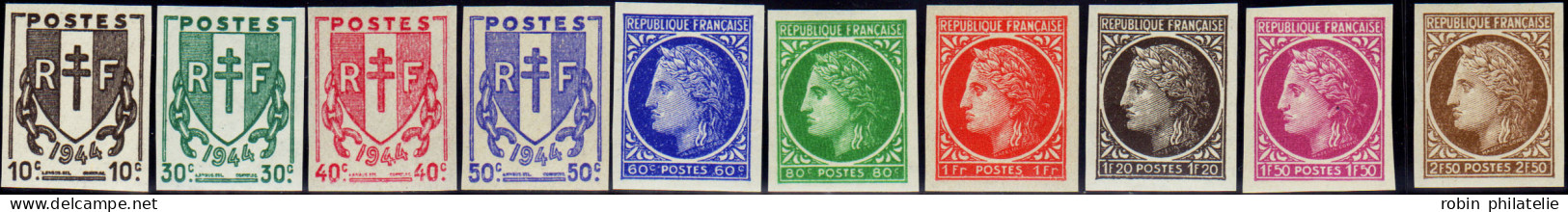France Non Dentelés N°670/681  Chaines Et Cérès 10  Valeurs  Qualité:** - 1945-47 Ceres De Mazelin