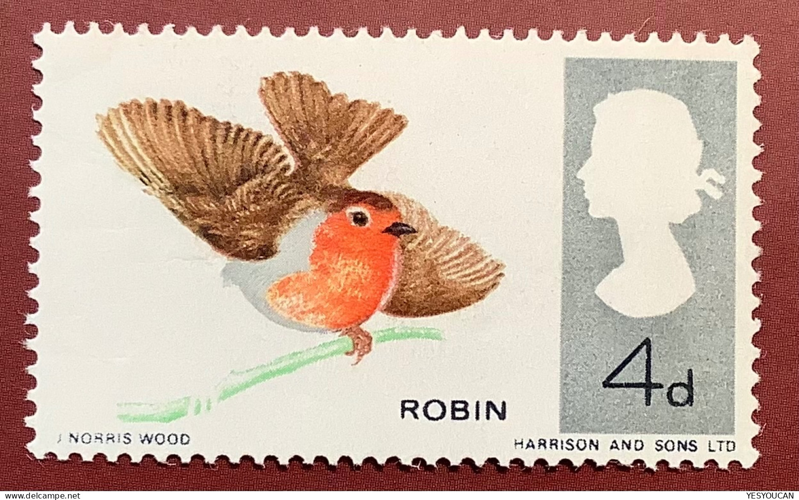 GB 1966 British Birds VARIETY MISSING COLOUR On Robin SG 698j MNH** (Oiseaux Rouge-gorge Variété - Ungebraucht