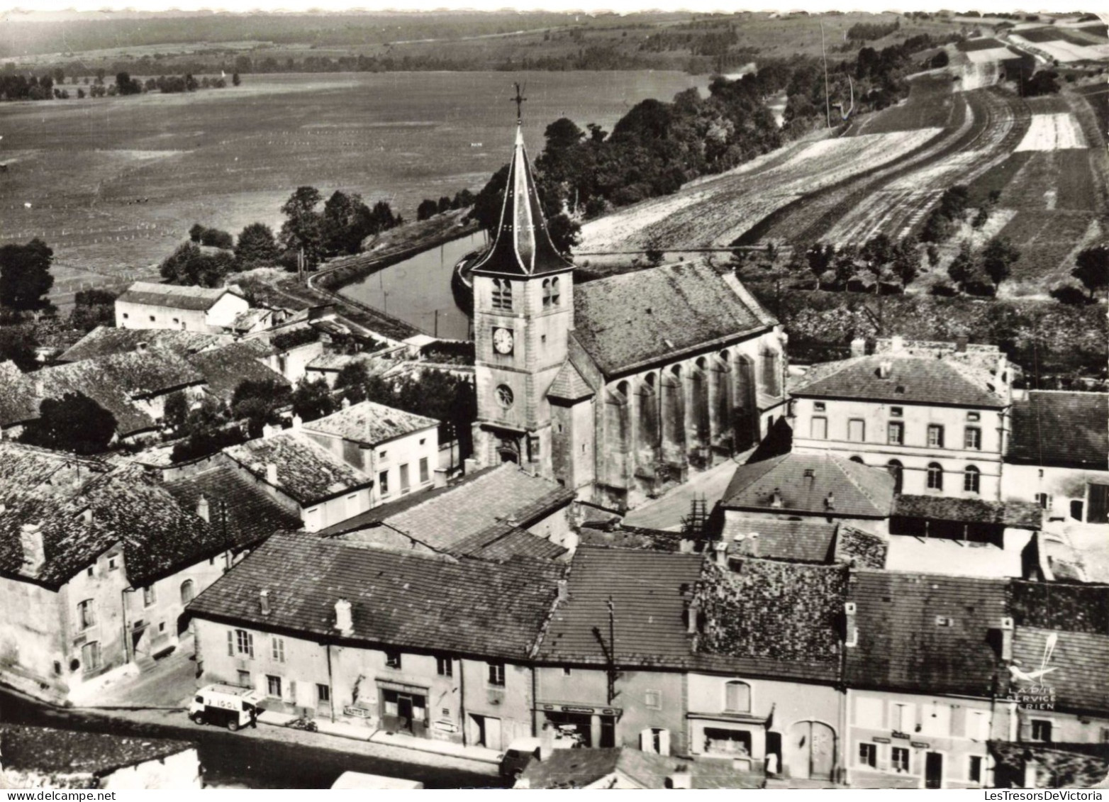 FRANCE - Meuse - Avion Au Dessus De Pagny Sur Meuse - L'Eglise Et Les écoles - Carte Postale Ancienne - Other & Unclassified