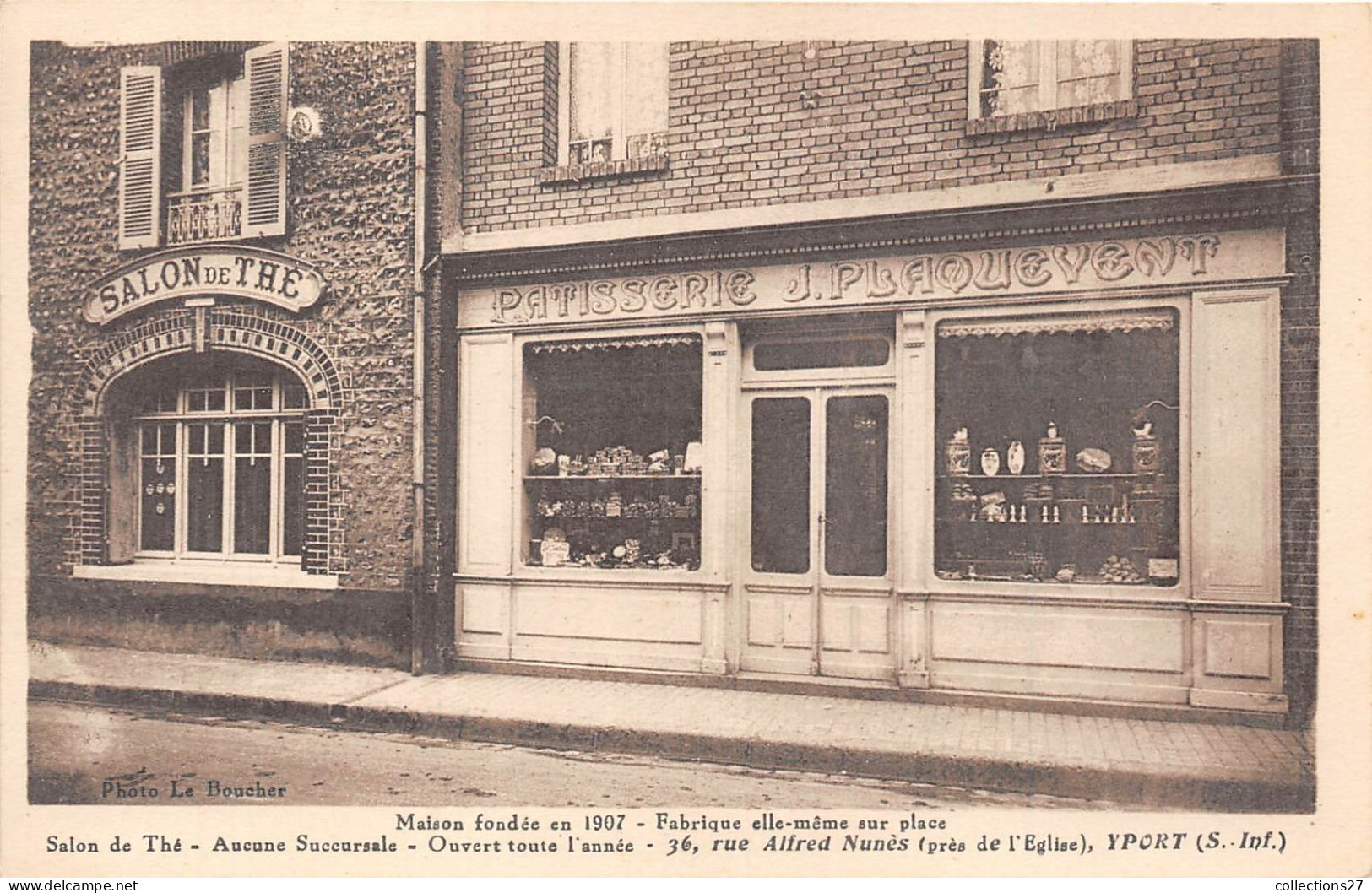 76-YPORT- PATISSERIE J. PLAQUEVENT SALON DE THE MAISON FONDEE EN 1907 36 RUE ALFRED NUNES ( PRES DE L'EGLISE - Yport