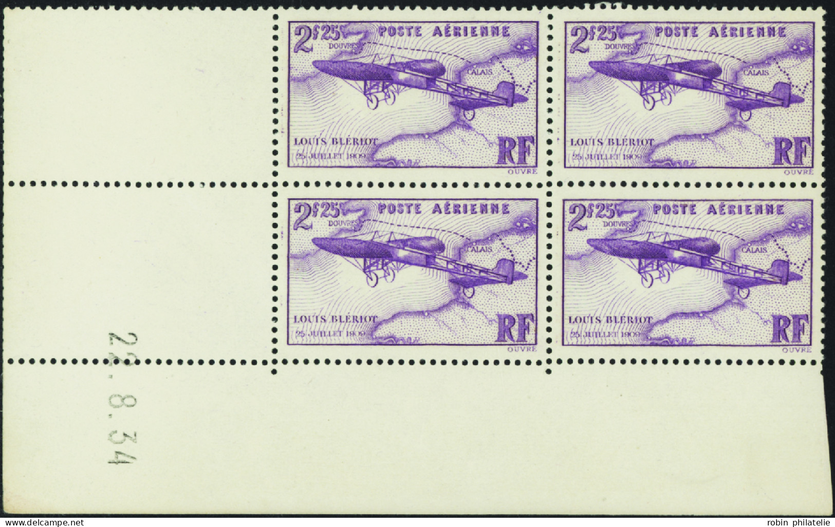 France Coins Datés Poste Aérienne N°7 2F25 Blériot 22.8.34  Qualité:** - Airmail