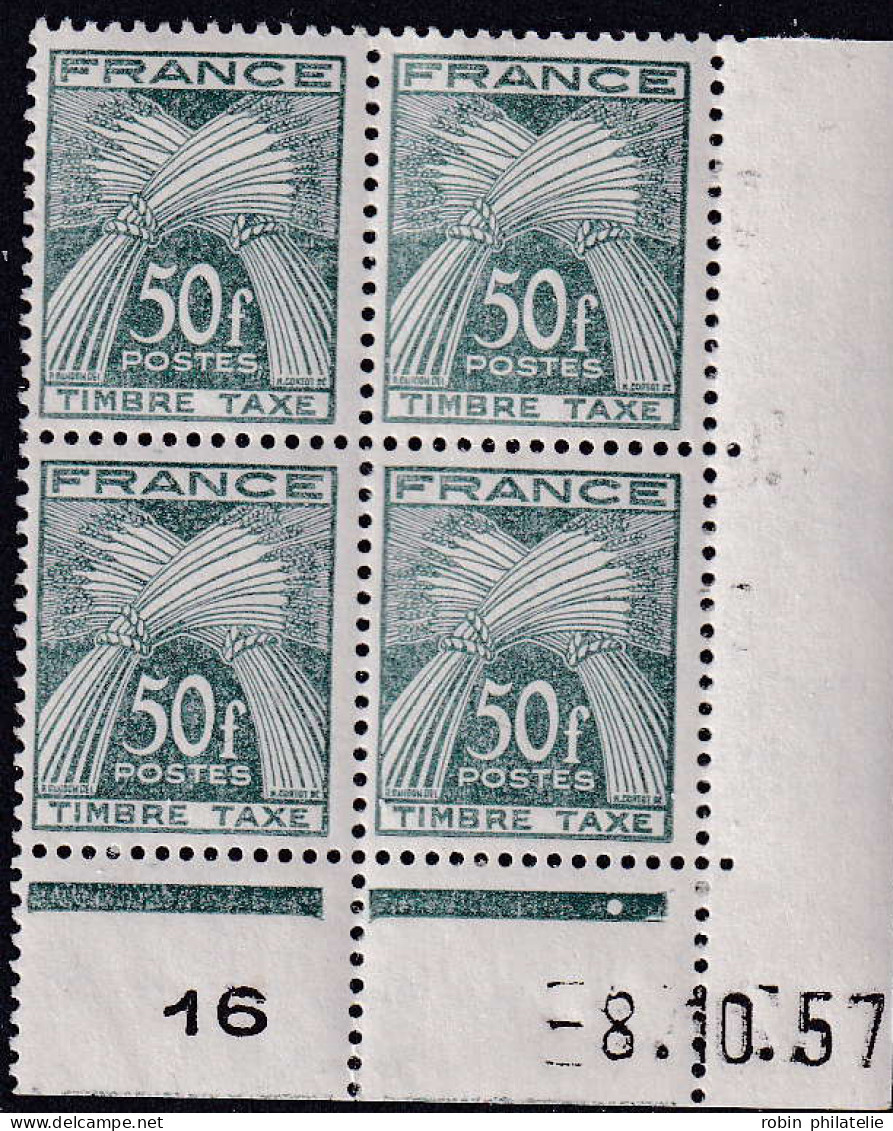 France Coins Datés Taxes N°88 50f Vert Foncé 8.10.57  Qualité:** - Postage Due