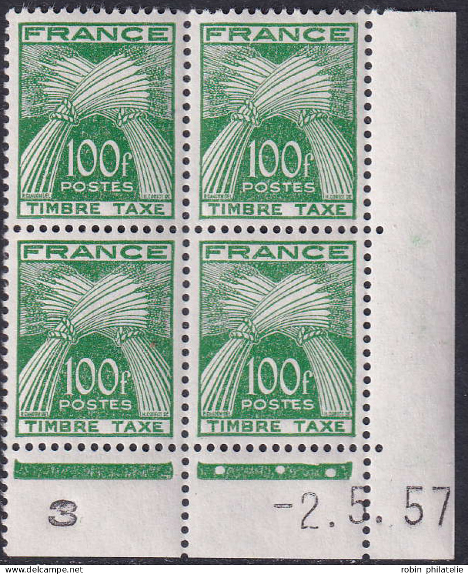 France Coins Datés Taxes N°89 100f Vert 2-5-57  Qualité:** - Postage Due