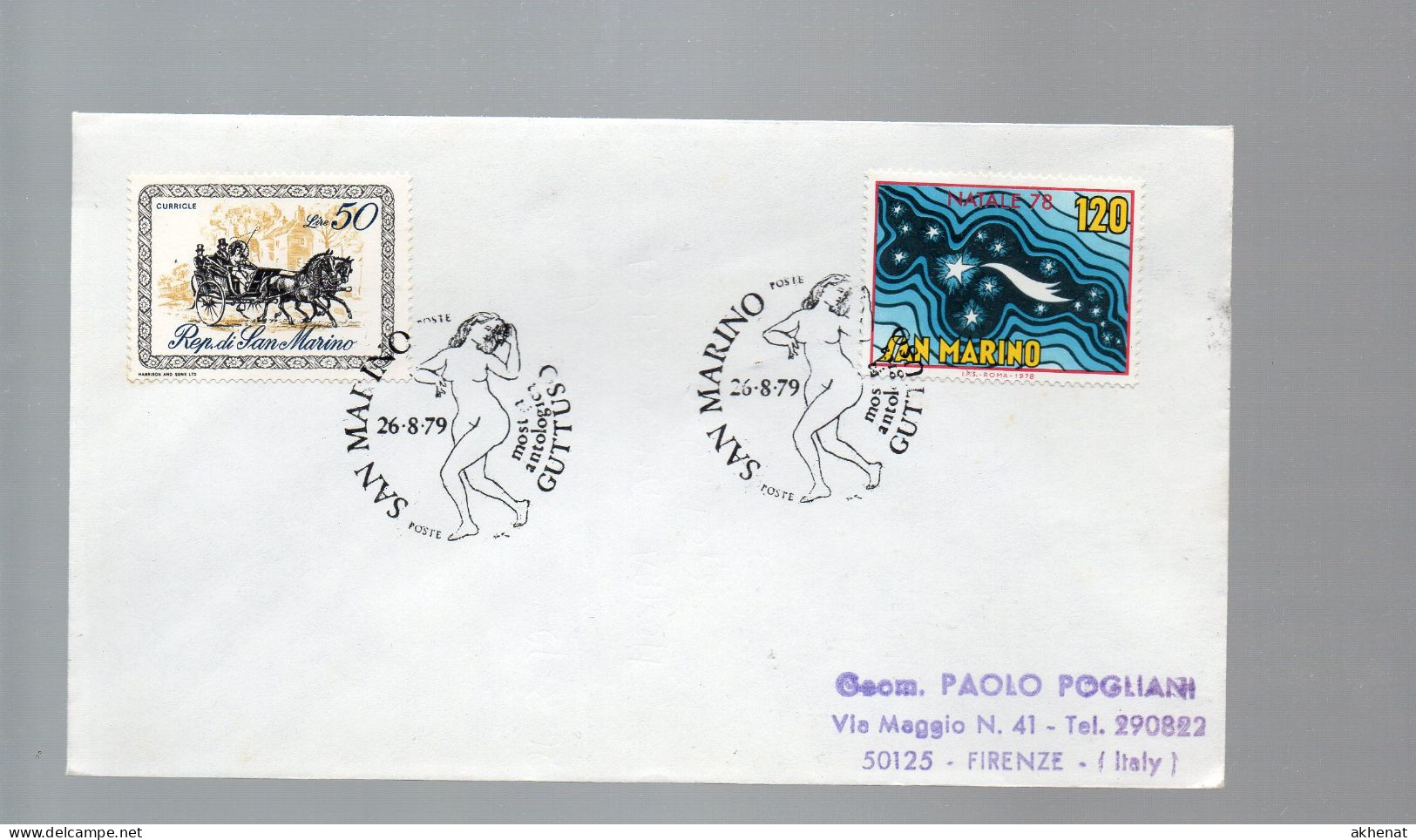 HOG654 - SAN MARINO  1979 ,  Lettera Con Annullo  " ... GUTTUSO ... ". - Storia Postale