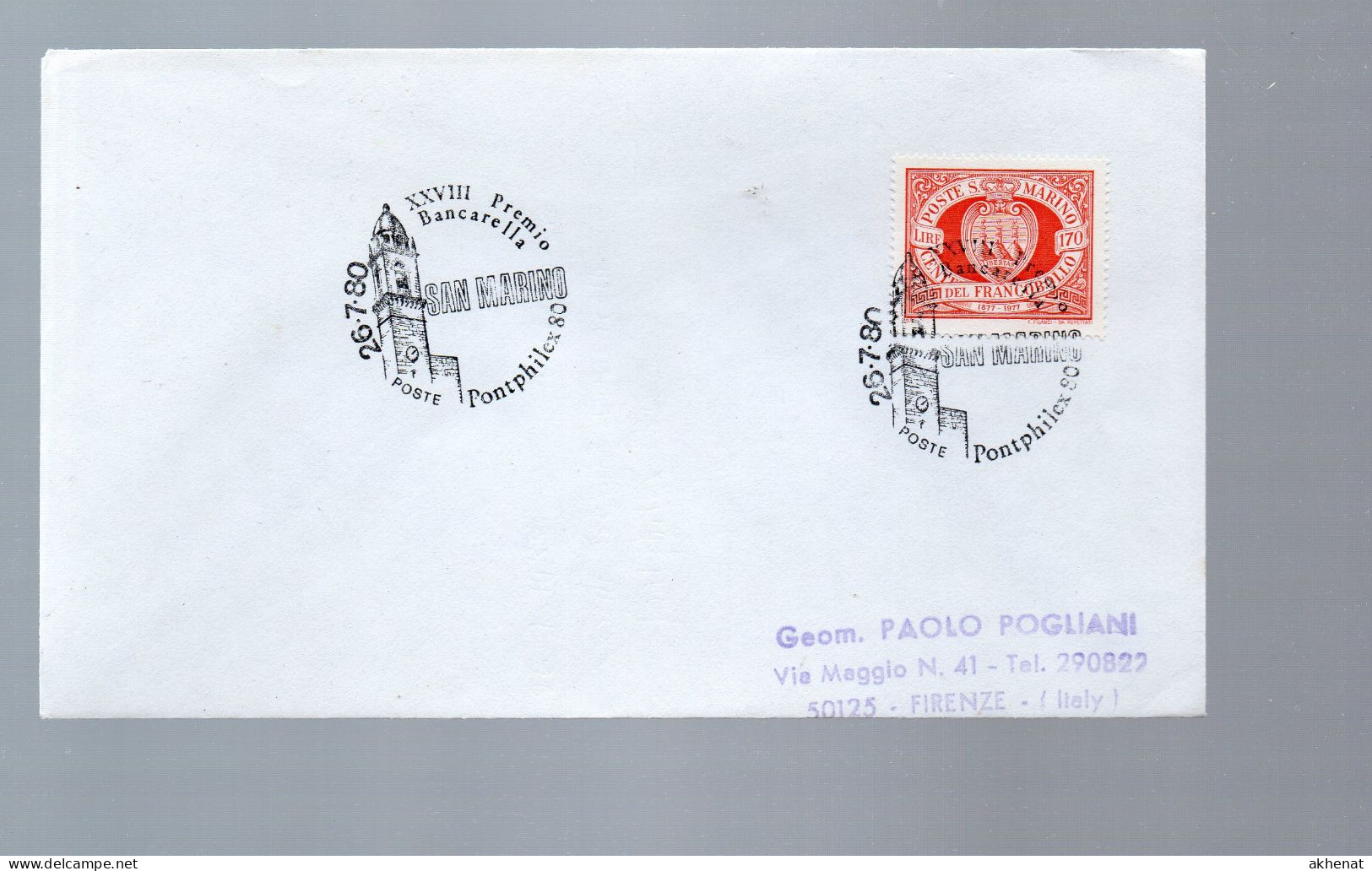 HOG655 - SAN MARINO  1980 ,  Lettera Con Annullo  " ... PREMIO BANCARELLA ... ". - Covers & Documents