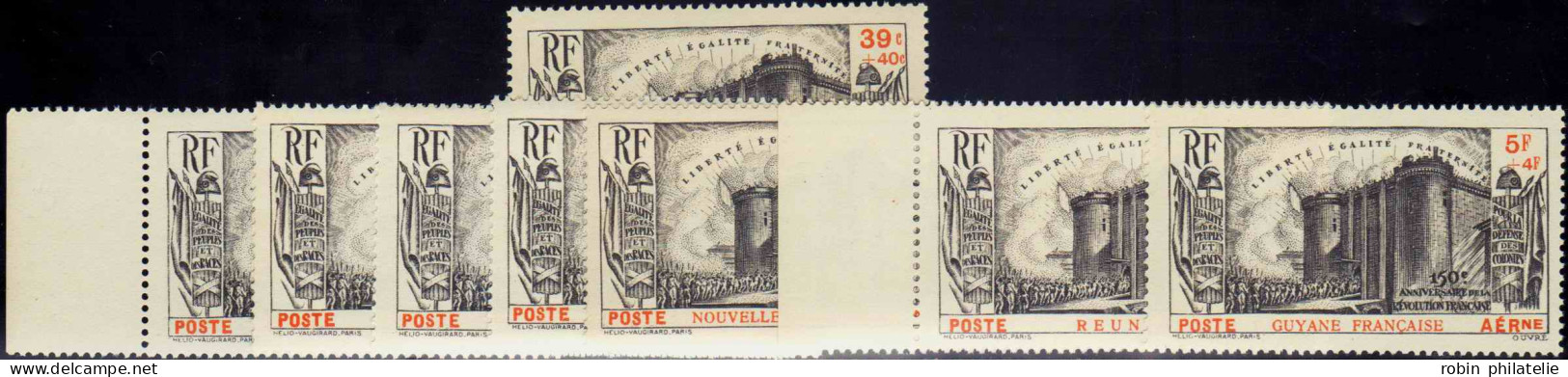 Séries Coloniales  N°1939 Révolution 8 Timbres Poste Aérienne  Qualité:** - 1939 150e Anniversaire De La Révolution Française