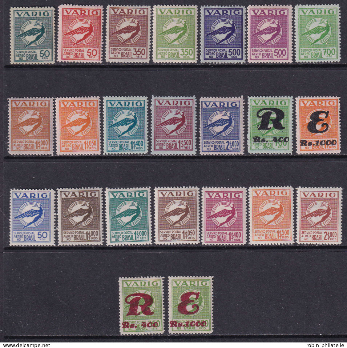 Brésil Compagnie Varig Poste Aérienne N°29 /51 23 Valeurs  Qualité:* - Airmail (Private Companies)