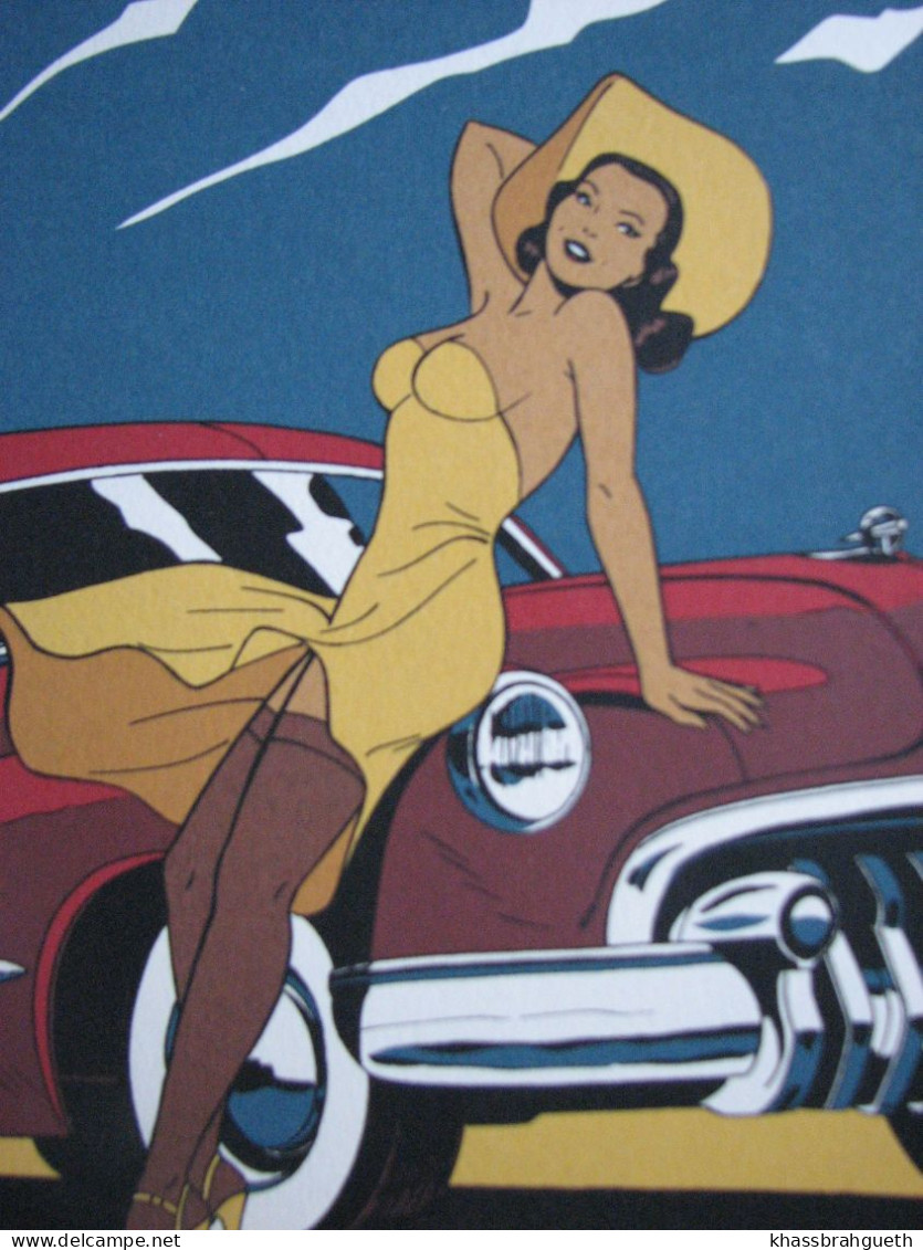 BERTHET - SERIGRAPHIE COULEURS "PIN-UP & CARS" - FEST. BD AUTOWORLD BRUXELLES - Screen Printing & Direct Lithography