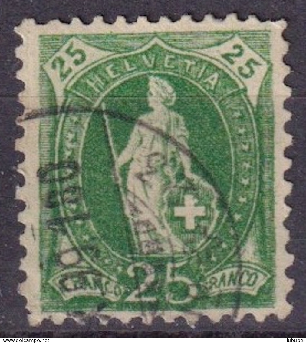 Stehende Helvetia 67Dd, 25 Rp.lebhaftgrün  AMBULANT  (Abart)       1899 - Oblitérés