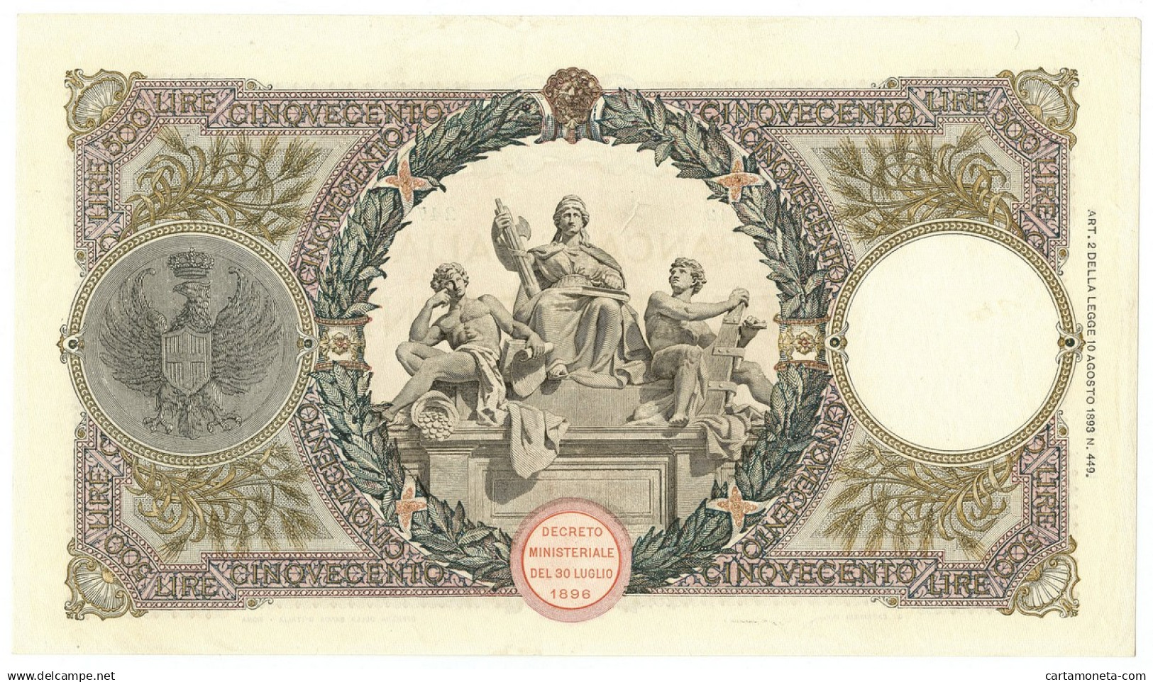 500 LIRE CAPRANESI MIETITRICE TESTINA DECRETO 15/03/1925 SPL- - Regno D'Italia - Altri