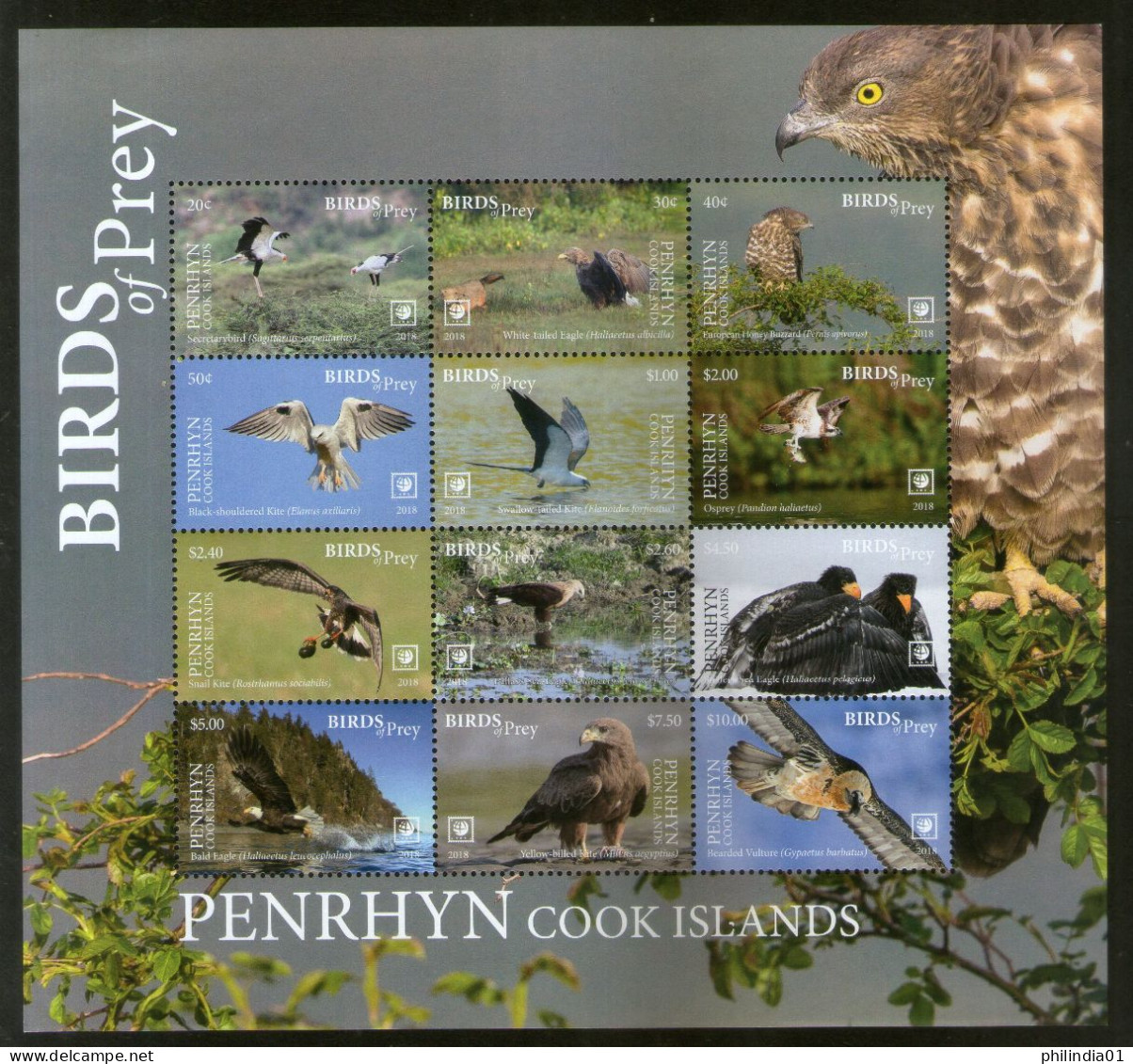 Penrhyn 2018 Birds Of Prey Eagle Wildlife Sheetlet MNH # 15076 - Aigles & Rapaces Diurnes