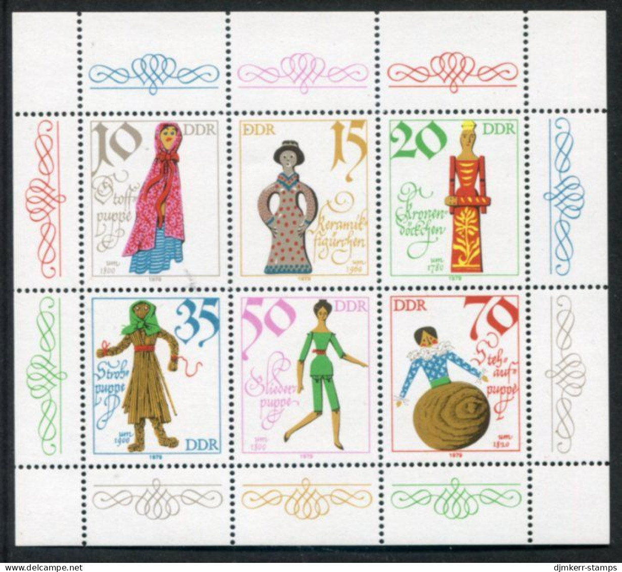 DDR / E. GERMANY 1979 Historic Dolls Sheetlet MNH / **.  Michel 2472-77 Kb - Nuevos