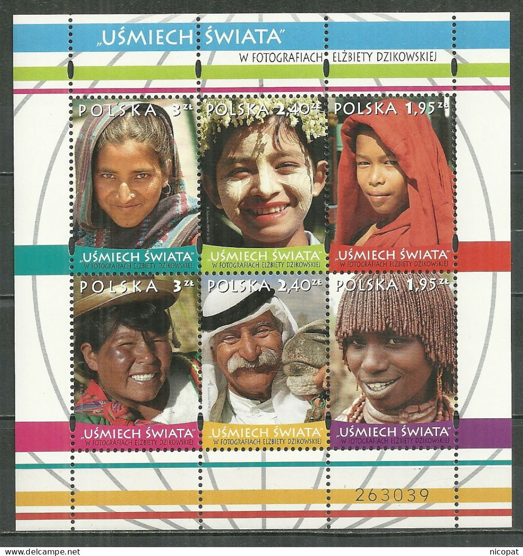 POLAND MNH ** 4235-4240 Sourire Du Monde, Enfant, Homme Femme Fille Asie Afrique Moyen Orient Amérique Du Sud - Fogli Completi