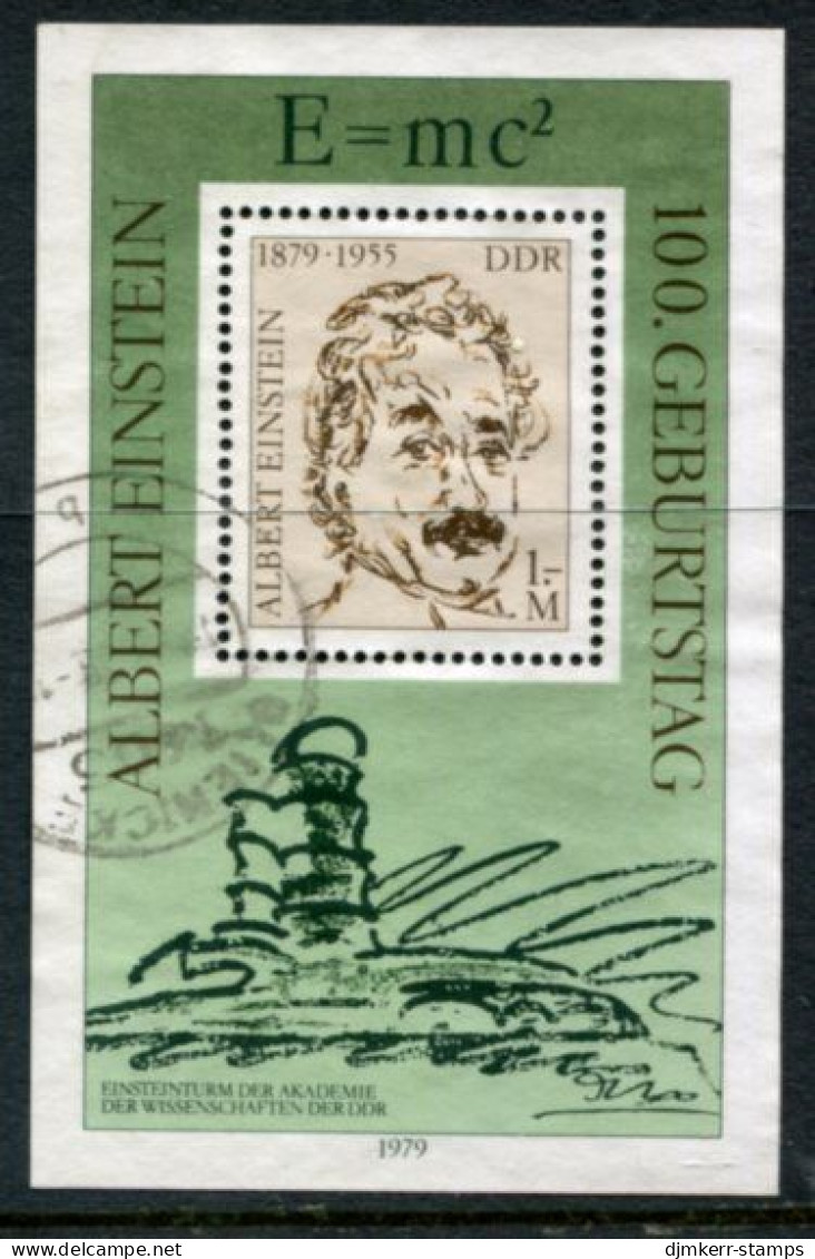 DDR / E. GERMANY 1979 Einstein Centenary Used.  Michel  Block 54 - Usati