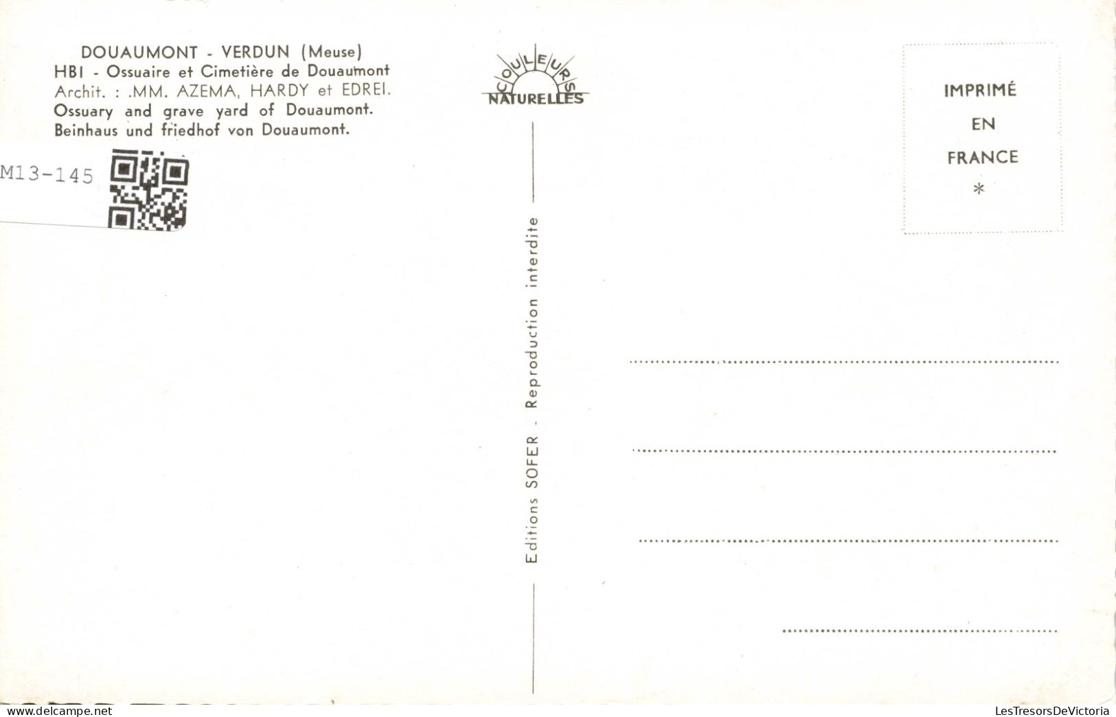 FRANCE - Verdun - Douaumont - Ossuaire Et Cimetière De Douaumont - Colorisé - Carte Postale - Verdun