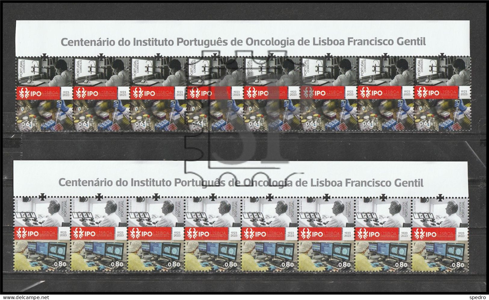 Portugal 2023 100 Anos Centenário Do Instituto Português De Oncologia IPO Lisboa Cancro Cancer Hospital Upper Line - Hojas Completas