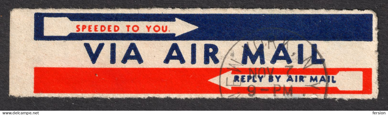 VIA AIR MAIL Par Avion Vignette USA America -  Used LABEL - Postmark NEW YORK - Autres & Non Classés