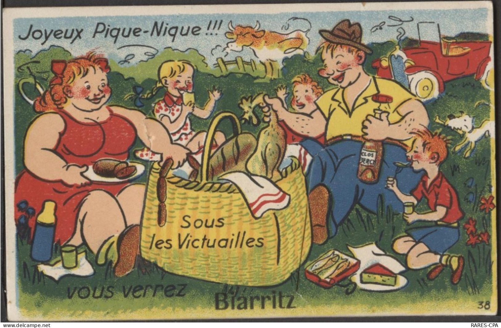 64 BIARRITZ - JOYEUX PIQUE-NIQUE !!! SOUS LES VICTUAILLES VOUS VERREZ BIARRITZ - Carte à Système - RCPA 03 - Biarritz