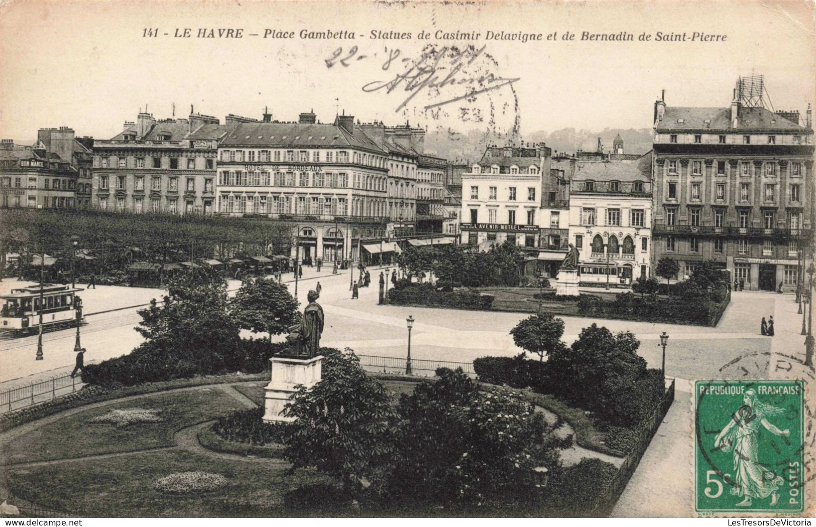 FRANCE - Le Havre - Place Gambette - Statues De Casimir Delavigne - Carte Postale Ancienne - Sin Clasificación