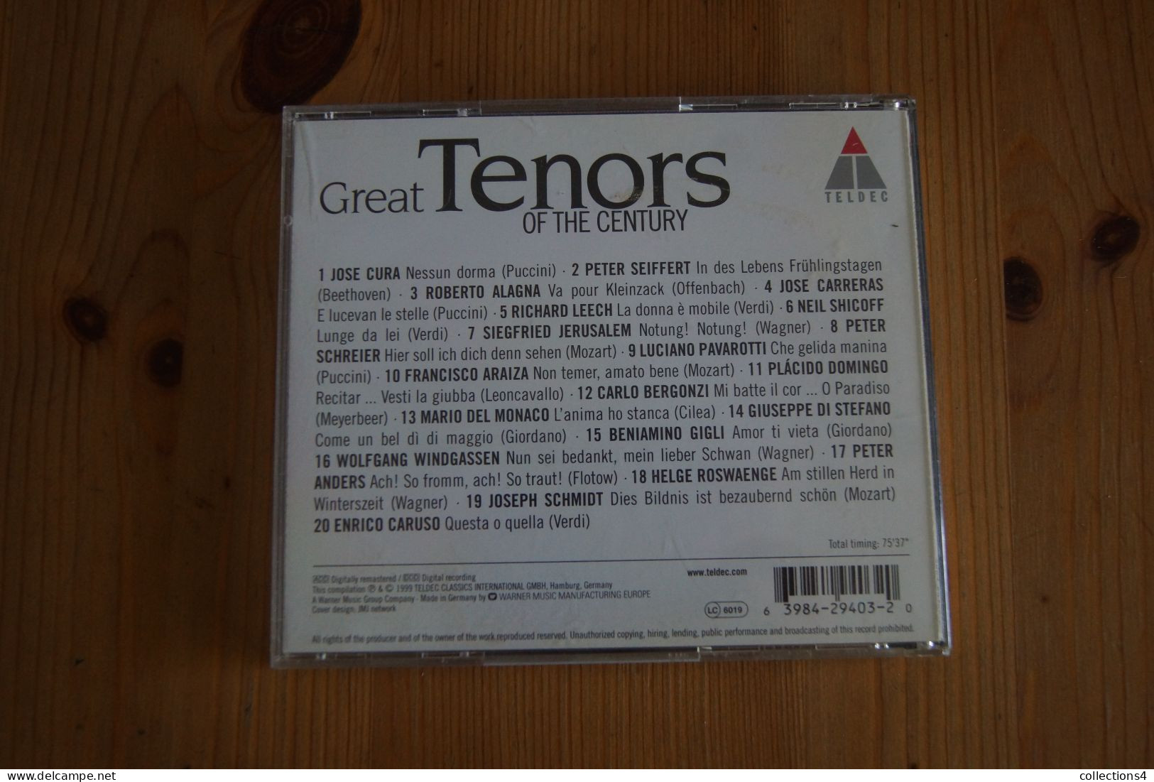 GREAT TENORS OF THE CENTURY CD ALLEMAND 1999 VALEUR + OPERA JOSE CURA P SEIFFERT R ALAGNA ETC - Musique De Films
