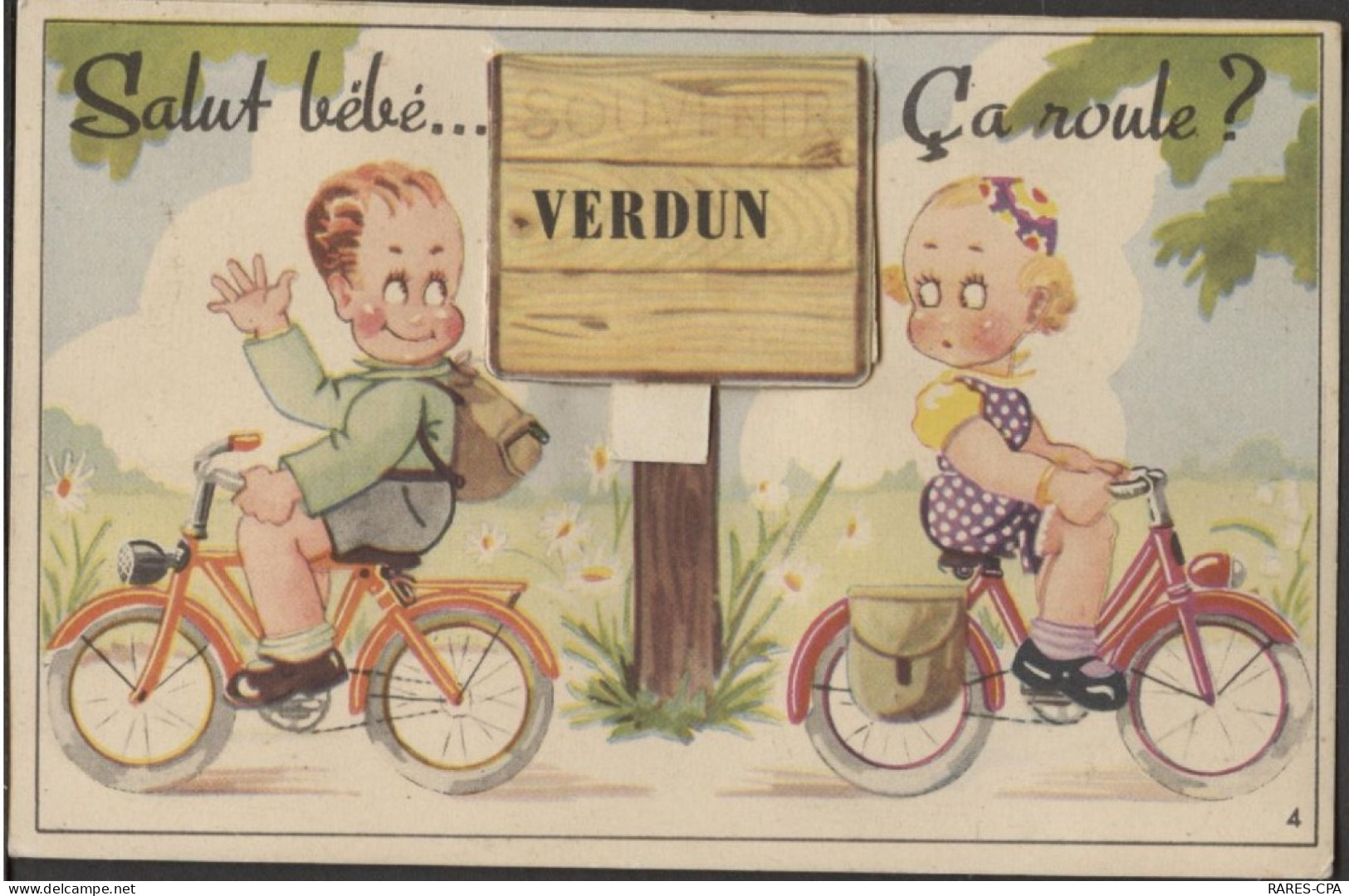 55 VERDUN - SALUT BEBE... CA ROULE ? Carte à Système - RCPA 03 - Verdun