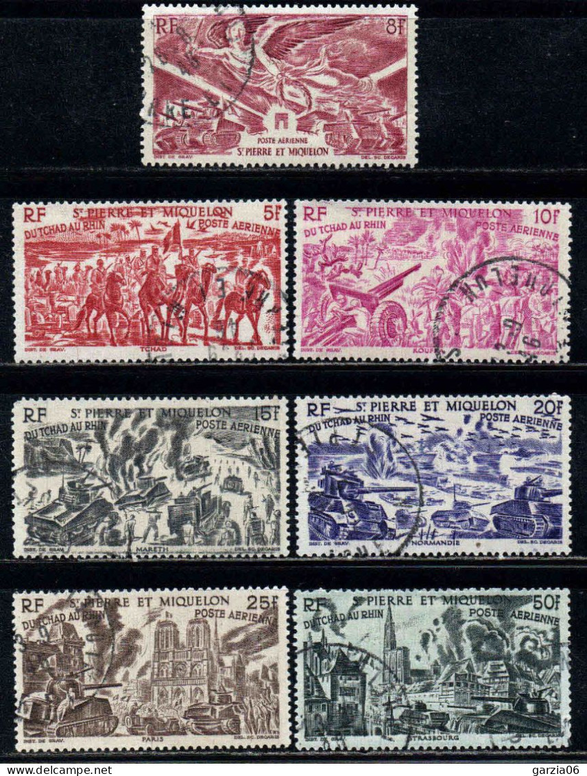 St Pierre Et Miquelon - 1946 - Victoire / Tchad Au Rhin  - PA 11 + 12 à 17   - Oblit - Used - Used Stamps