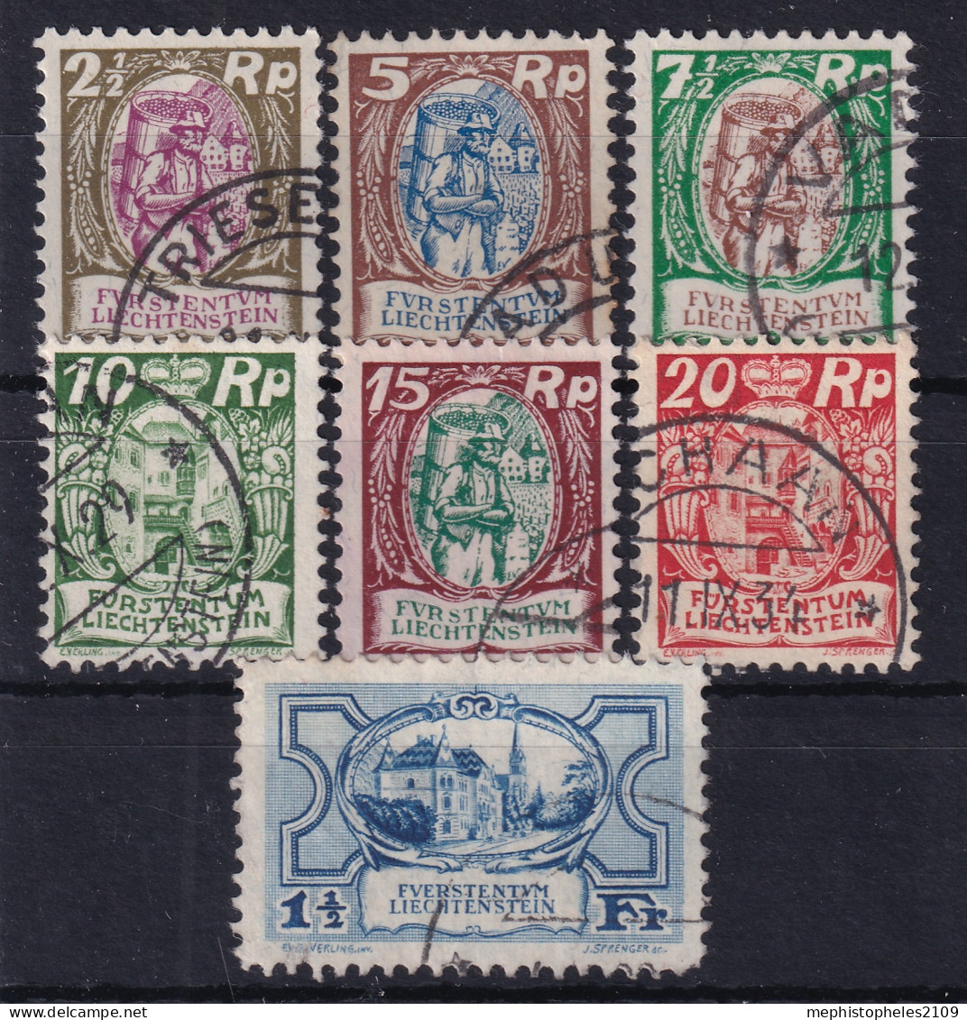 LIECHTENSTEIN 1925/27 - Canceled - ANK 65-71 - Used Stamps