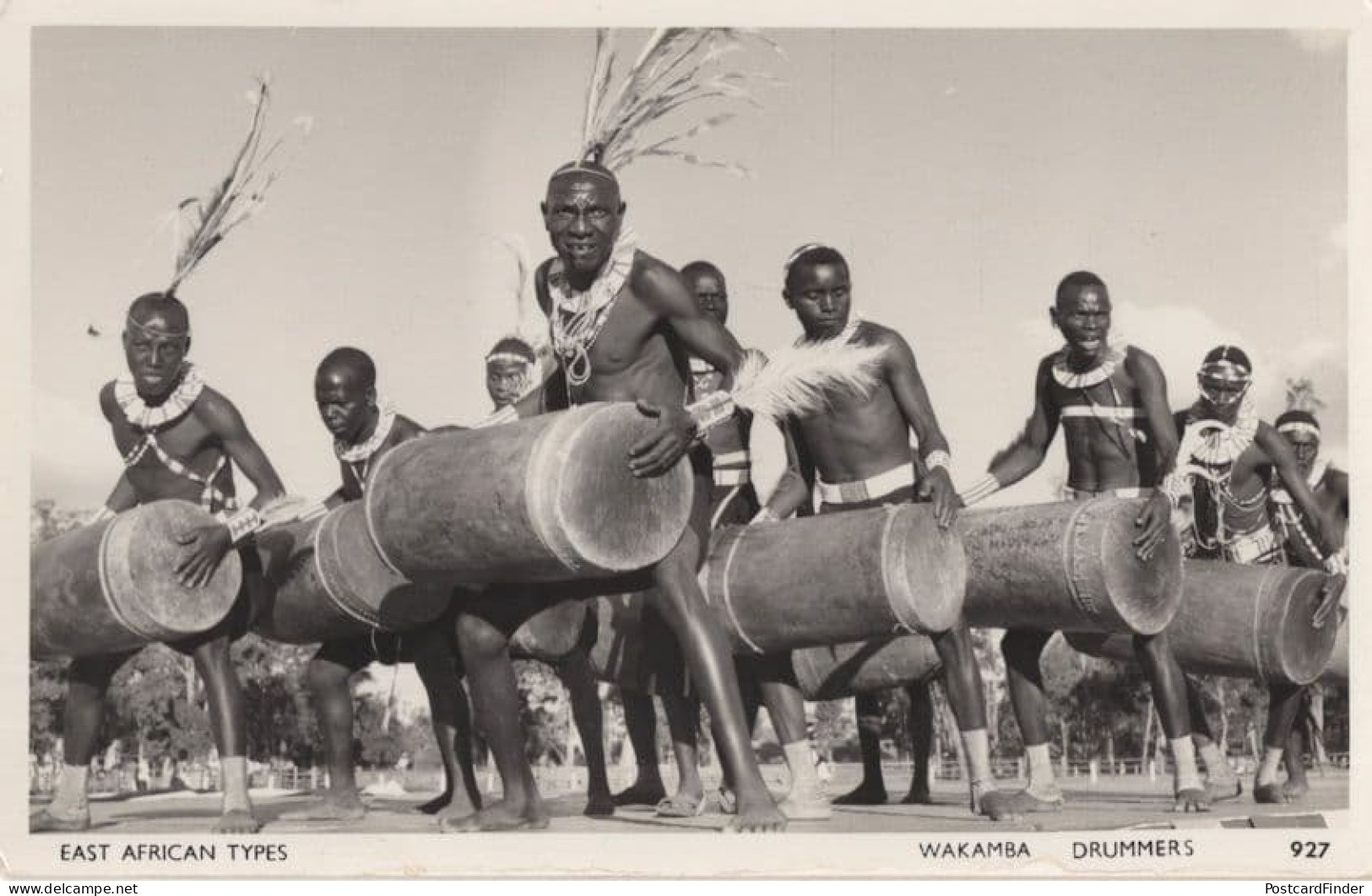 Wakamba Drummers Vintage RPC Real Photo African Tribe Postcard - Kenya