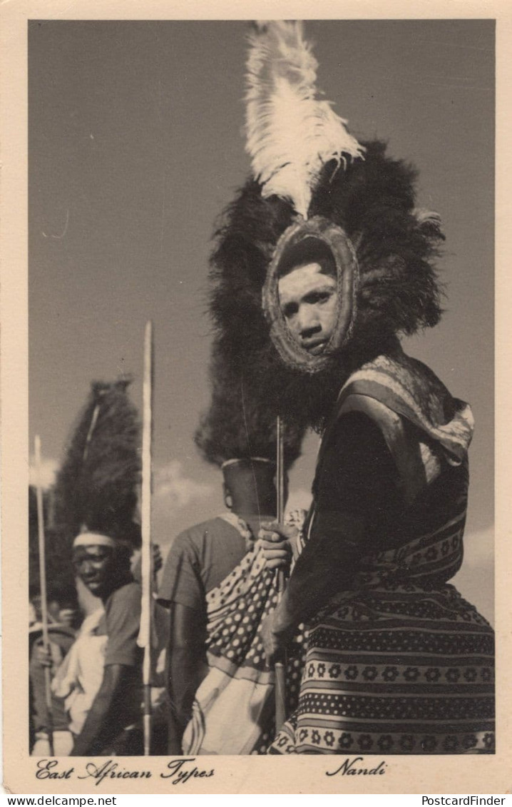 East African Nandi Tribe Warrior Headwear Old RPC Postcard - Kenya
