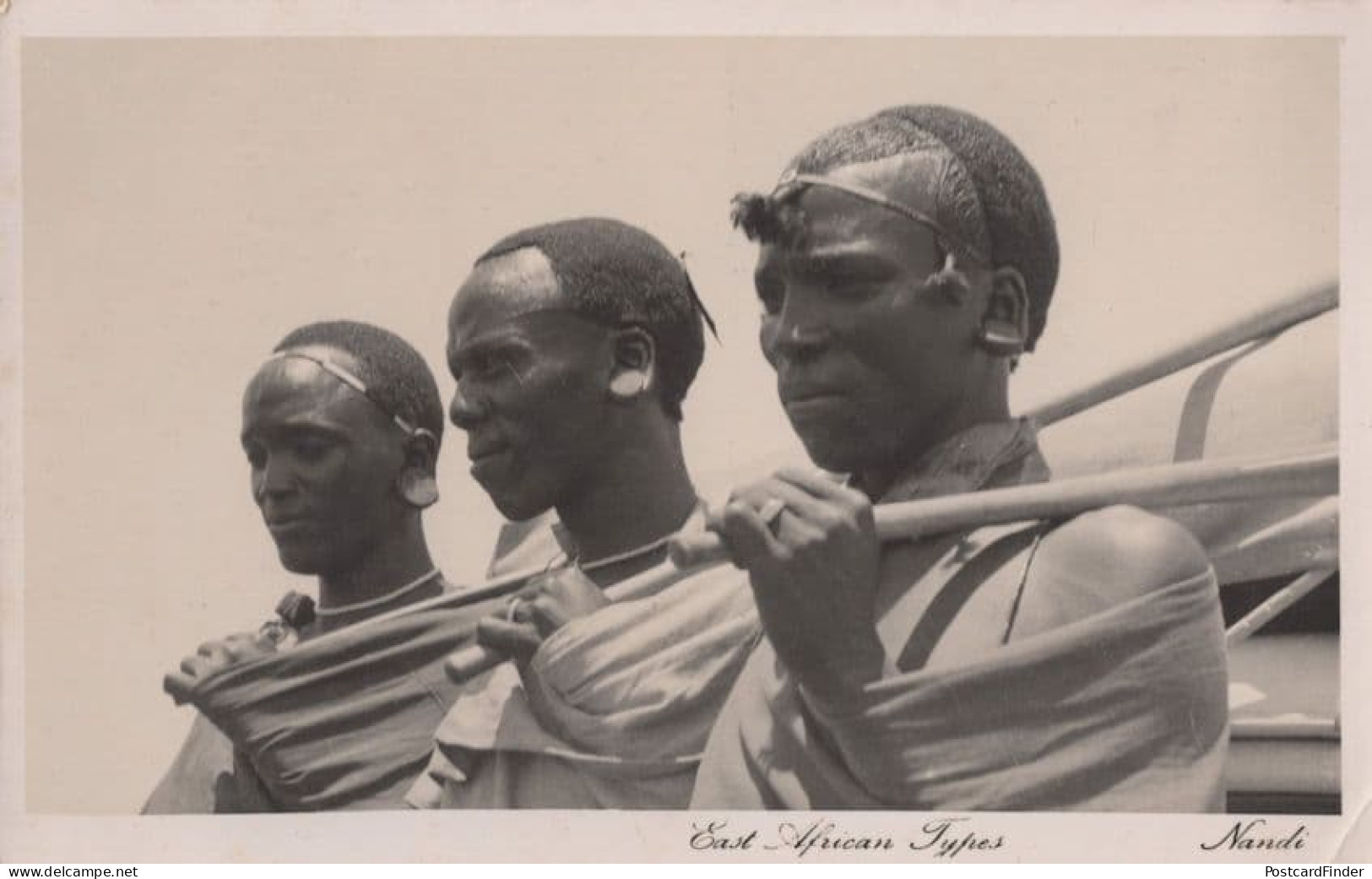 East African Types Nandi Warrior Formation Real Photo Postcard - Kenya