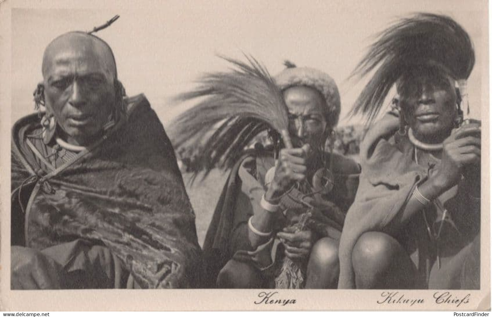 East African Types Masai Kikuyu Chiefs Antique Postcard - Kenya
