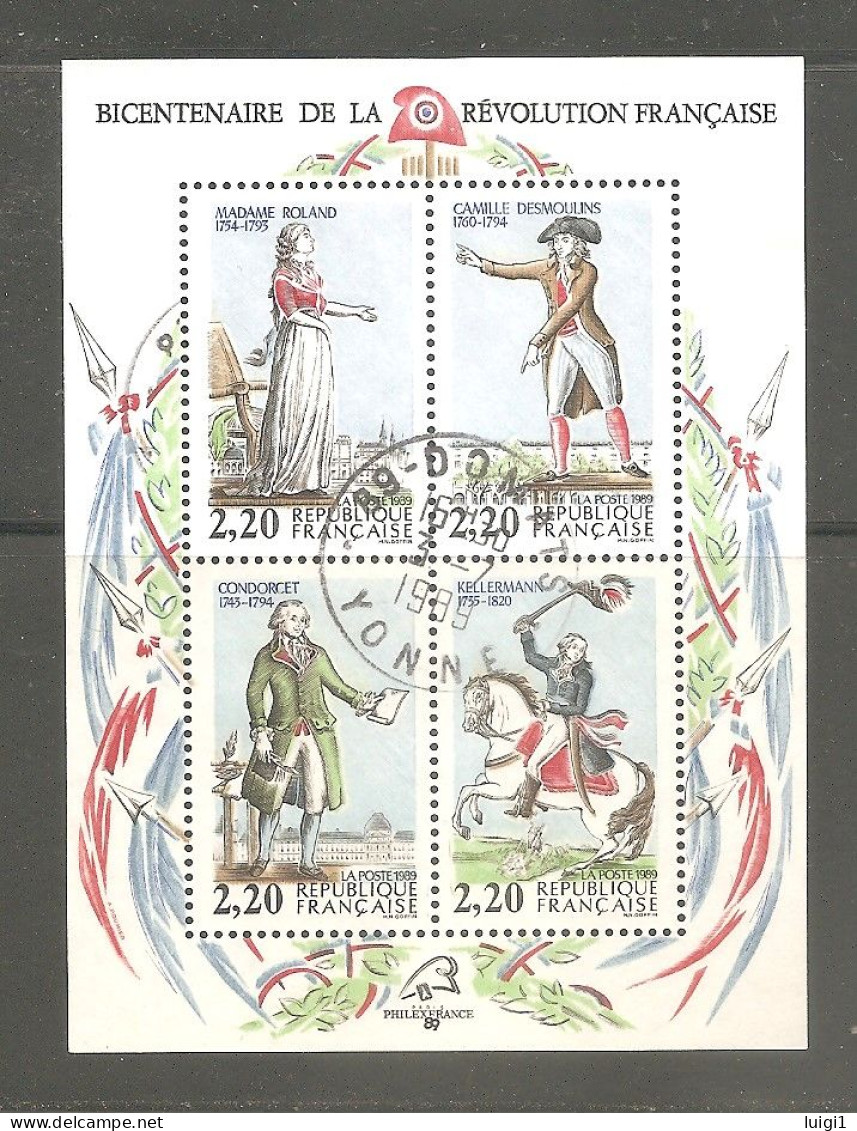 FRANCE 1989 - Personnages Célèbres De La Révolution. Y&T BF N°10 (n°2592 à 2595). Oblitéré -  TB. - Oblitérés