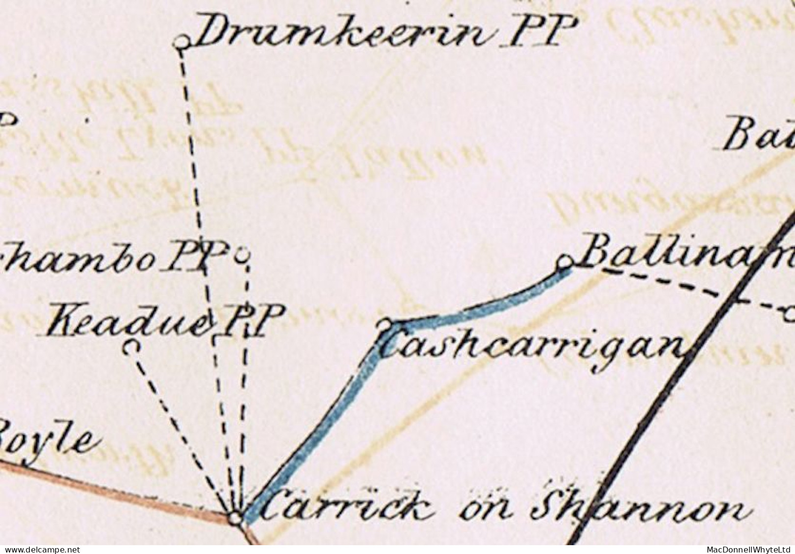 Ireland Leitrim Donegal Fermanagh 1839 wrapper Drumkeerin to Laputa "No4" and CARRICKONSHANNON/PENNY POST