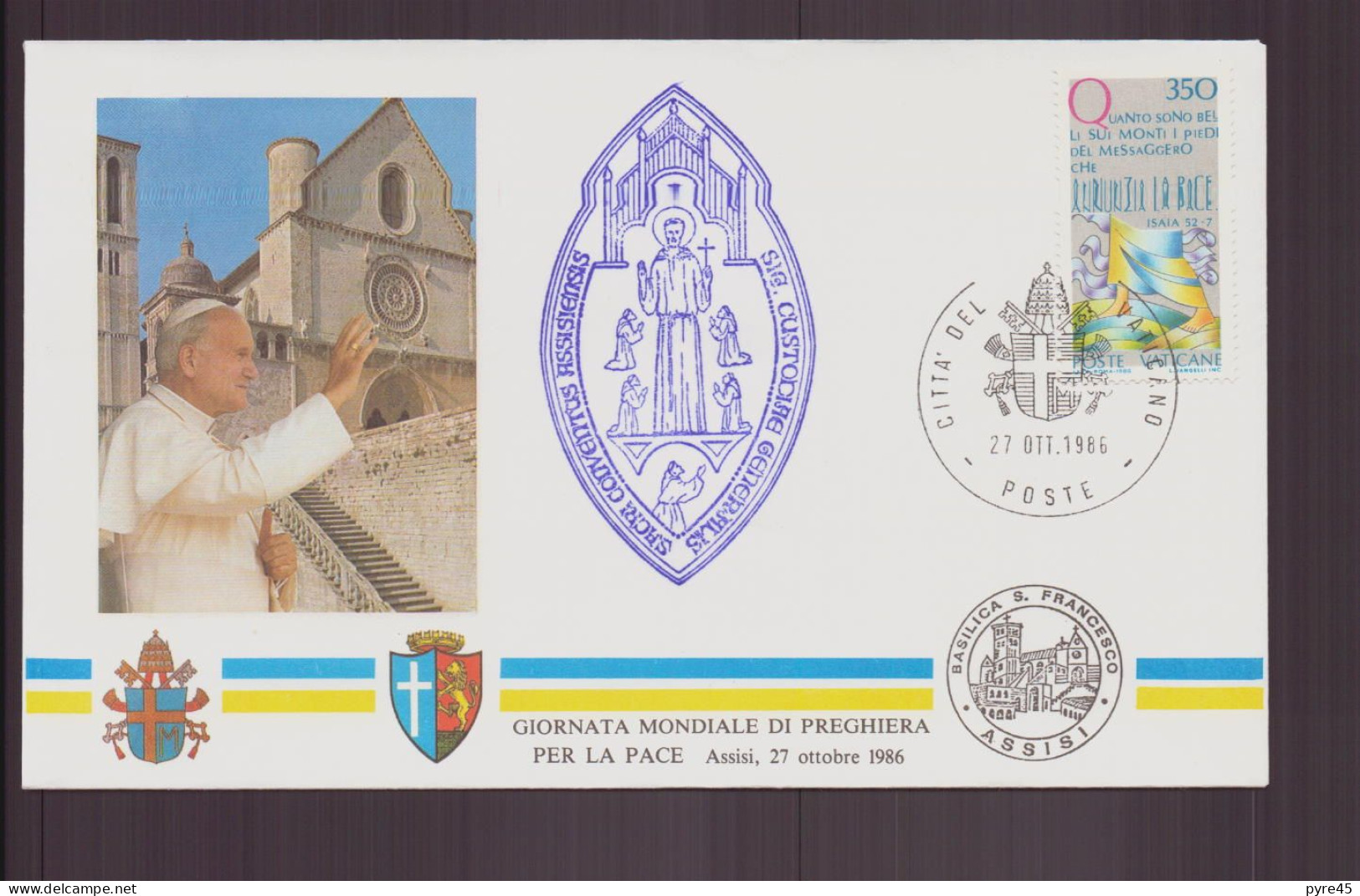 Vatican, Enveloppe Commémorative Du 7 Octobre 1986 " Journée Mondiale De Prière Pour La Paix " - Other & Unclassified