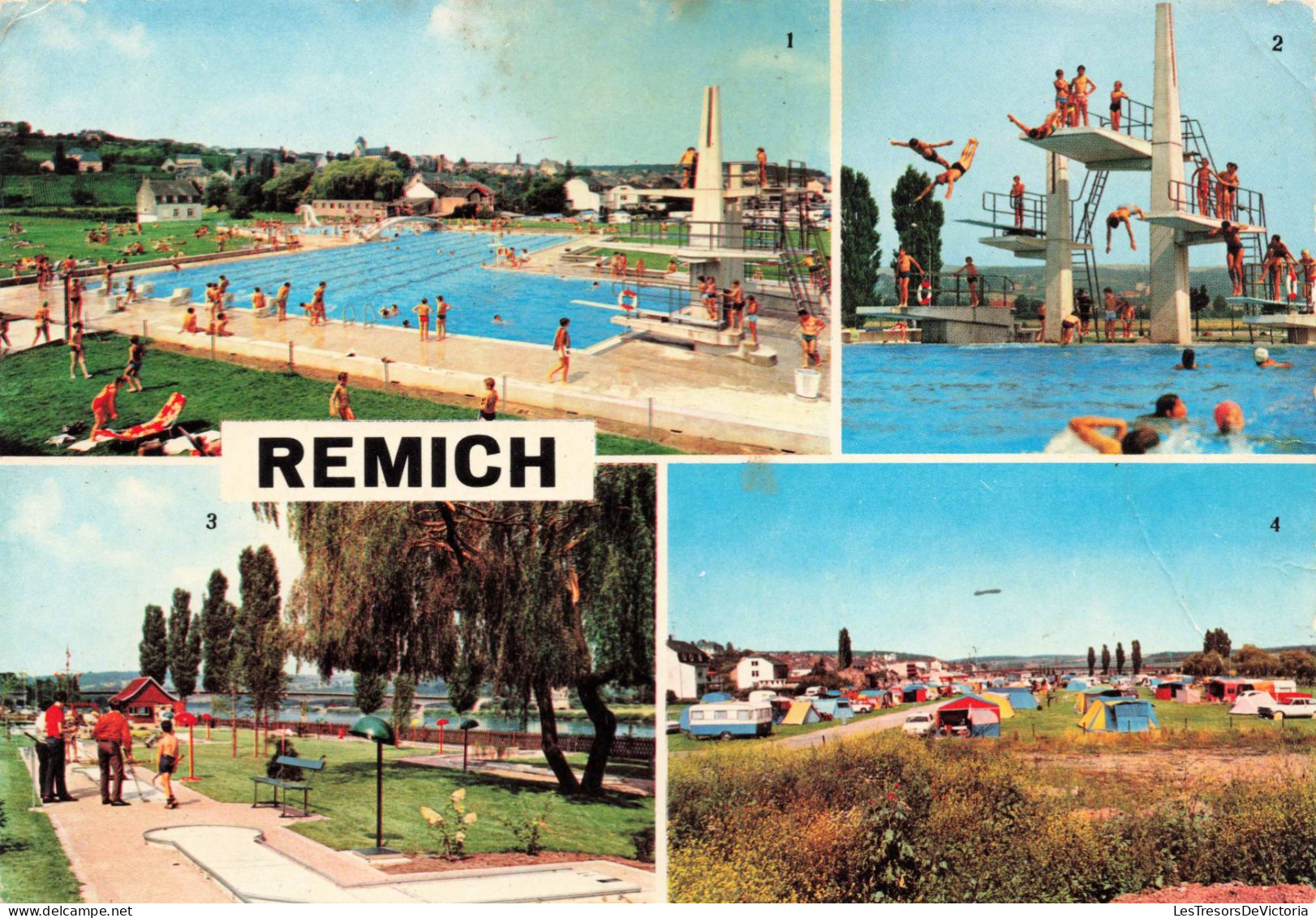 LUXEMBOURG - Remich - Piscines - Golf Miniature - Camping - Animé - Colorisé - Carte Postale - Remich